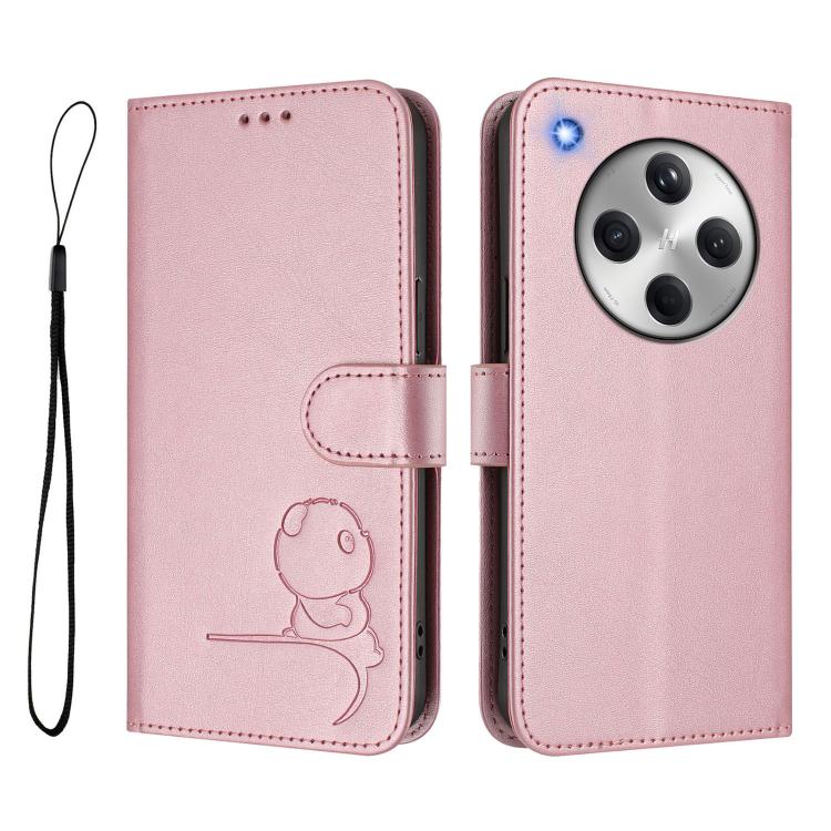 For OPPO Find X8 Litter Panda Embossing RFID Leather Phone Case with Lanyard