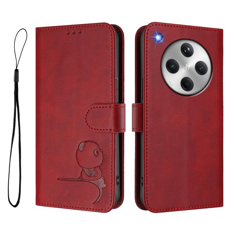 For OPPO Find X8 Litter Panda Embossing RFID Leather Phone Case with Lanyard
