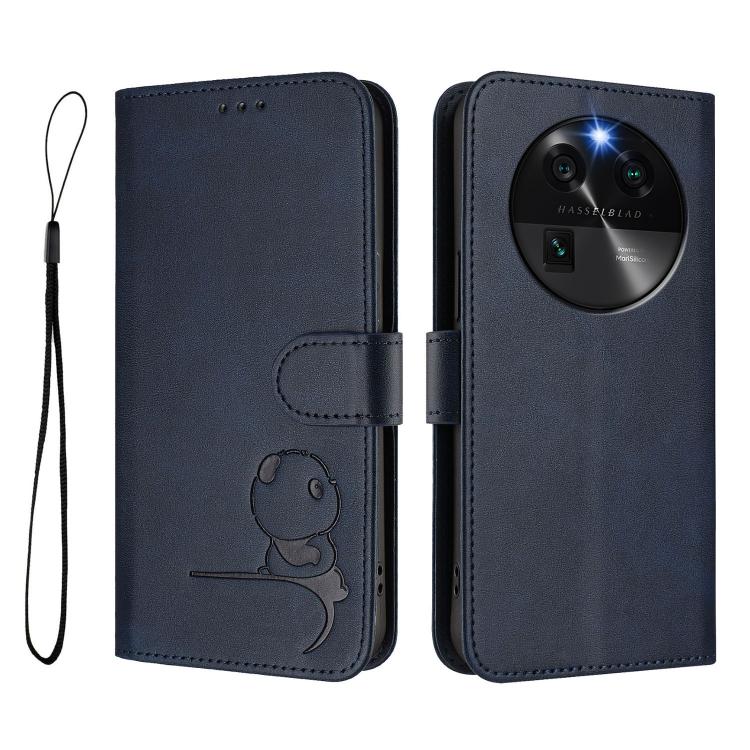 For OPPO Find X6 Litter Panda Embossing RFID Leather Phone Case with Lanyard