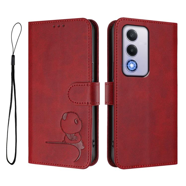 For OPPO A80 5G EU / A3 Pro 5G Global Litter Panda Embossing RFID Leather Phone Case with Lanyard