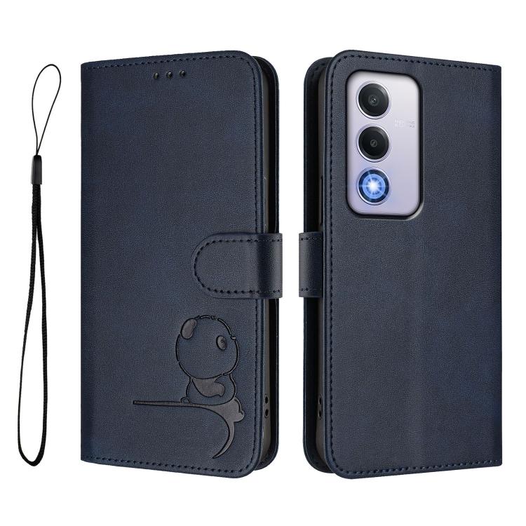 For OPPO A80 5G EU / A3 Pro 5G Global Litter Panda Embossing RFID Leather Phone Case with Lanyard