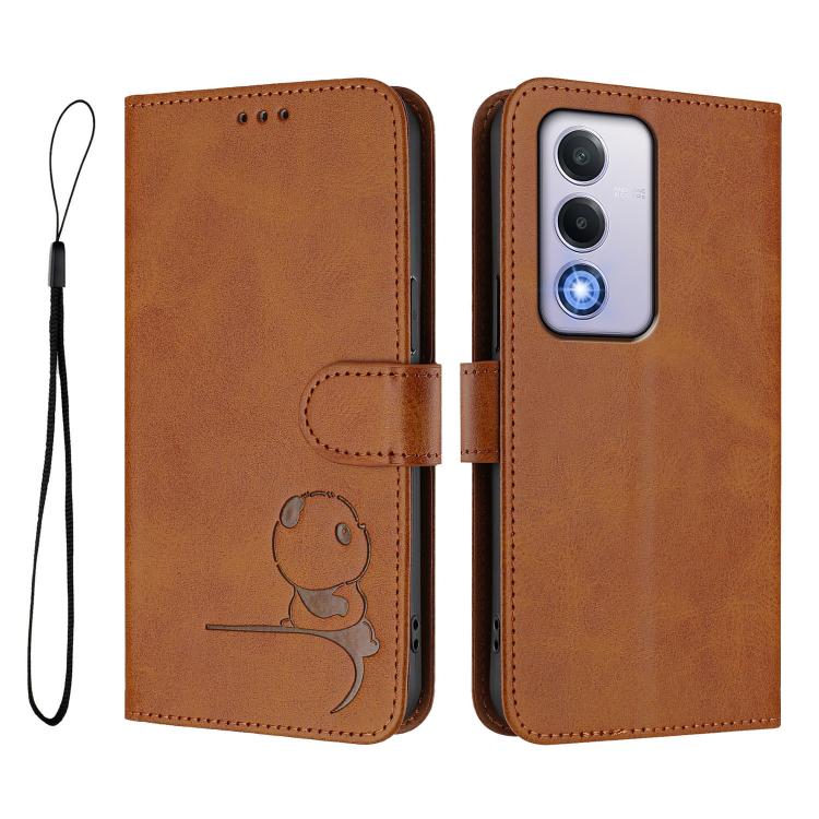 For OPPO A80 5G EU / A3 Pro 5G Global Litter Panda Embossing RFID Leather Phone Case with Lanyard