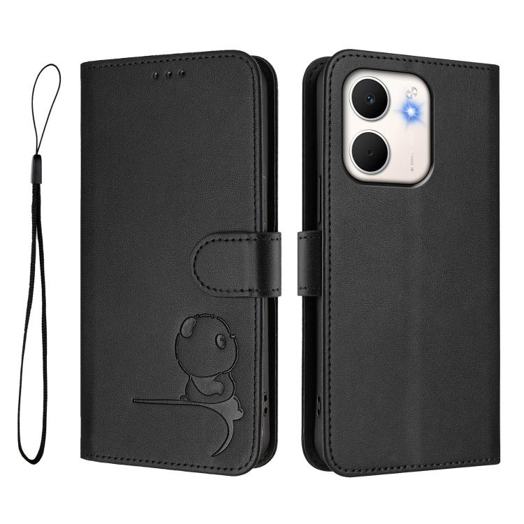 For OPPO A5x 4G / 5G Global Litter Panda Embossing RFID Leather Phone Case with Lanyard