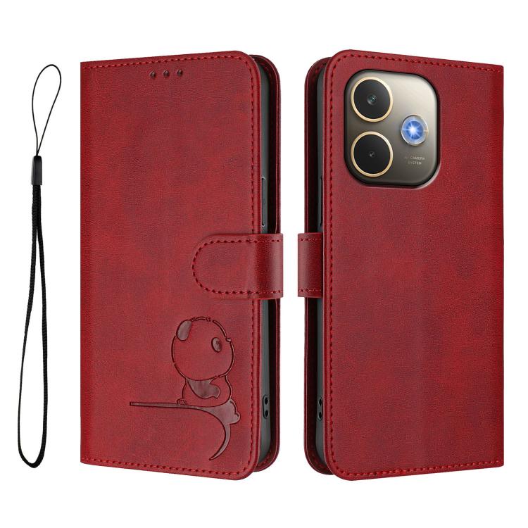 For OPPO A5 Pro 4G / 5G Global Litter Panda Embossing RFID Leather Phone Case with Lanyard