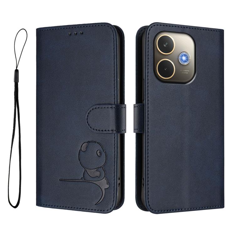 For OPPO A5 Pro 4G / 5G Global Litter Panda Embossing RFID Leather Phone Case with Lanyard