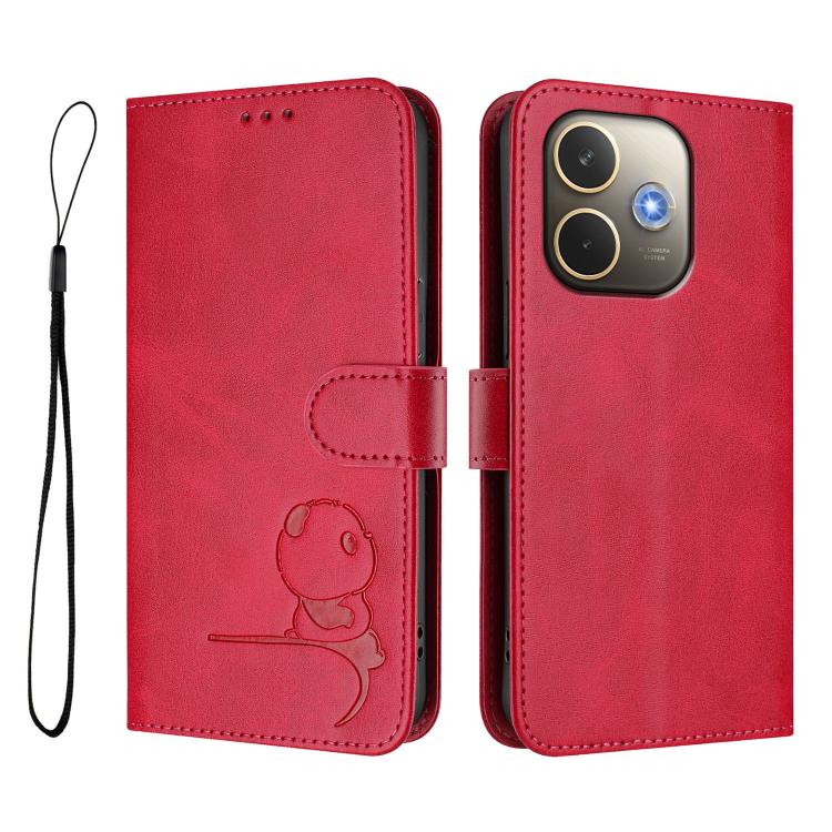 For OPPO A5 Pro 4G / 5G Global Litter Panda Embossing RFID Leather Phone Case with Lanyard
