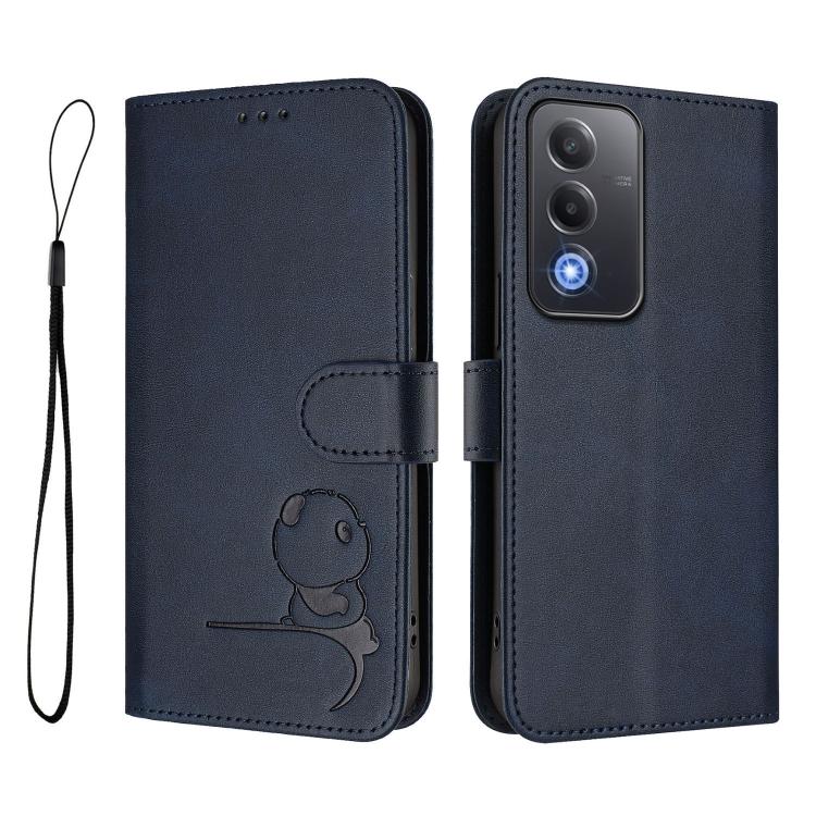 For OPPO A5 5G Global Litter Panda Embossing RFID Leather Phone Case with Lanyard