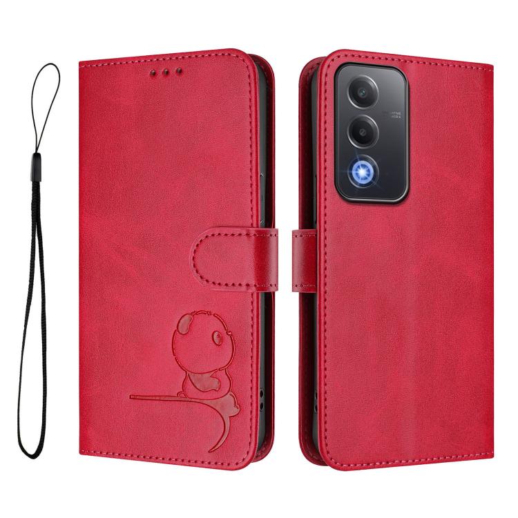 For OPPO A5 5G Global Litter Panda Embossing RFID Leather Phone Case with Lanyard