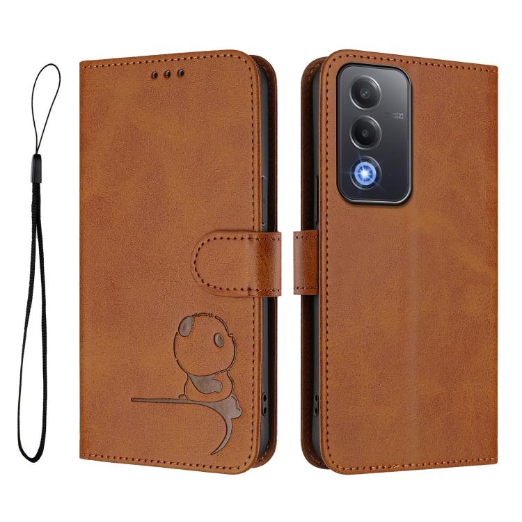 For OPPO A5 5G Global Litter Panda Embossing RFID Leather Phone Case with Lanyard