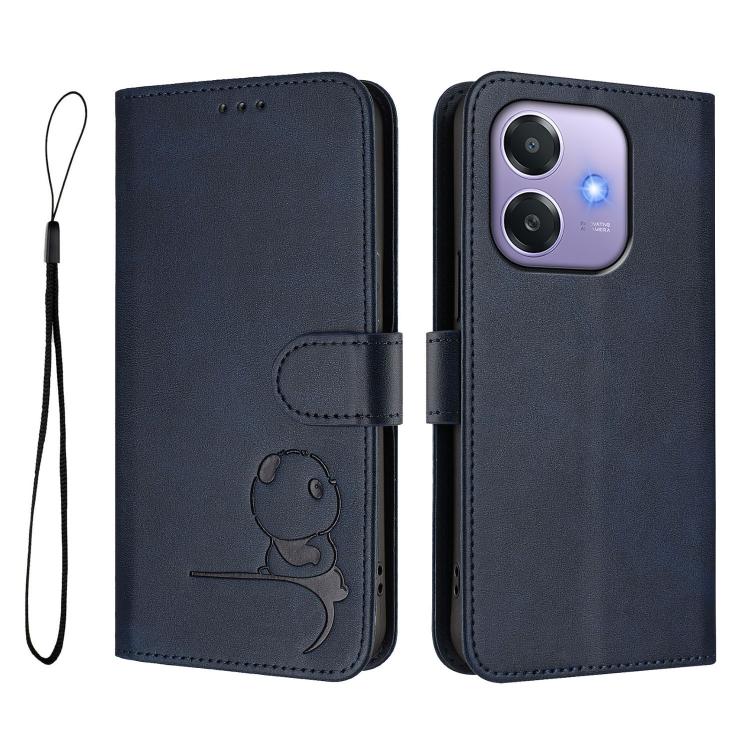 For OPPO A3x 4G / 5G Litter Panda Embossing RFID Leather Phone Case with Lanyard