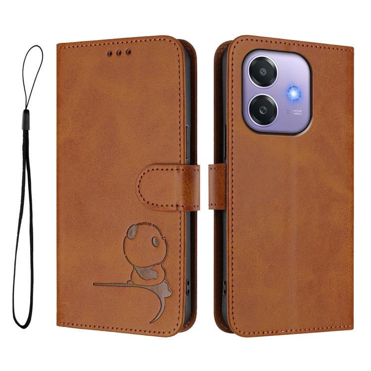 For OPPO A3x 4G / 5G Litter Panda Embossing RFID Leather Phone Case with Lanyard