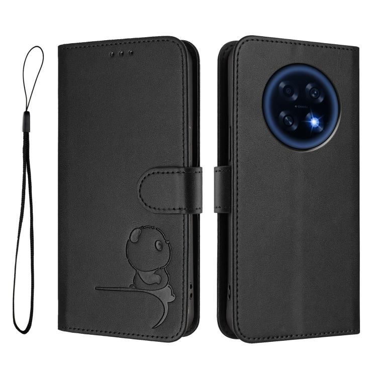 For OPPO A6 GT 5G Litter Panda Embossing RFID Leather Phone Case with Lanyard
