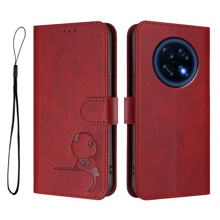 For OPPO A6 GT 5G Litter Panda Embossing RFID Leather Phone Case with Lanyard