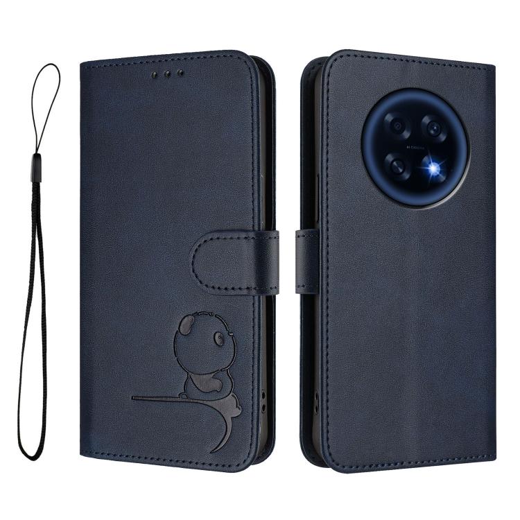 For OPPO A6 GT 5G Litter Panda Embossing RFID Leather Phone Case with Lanyard