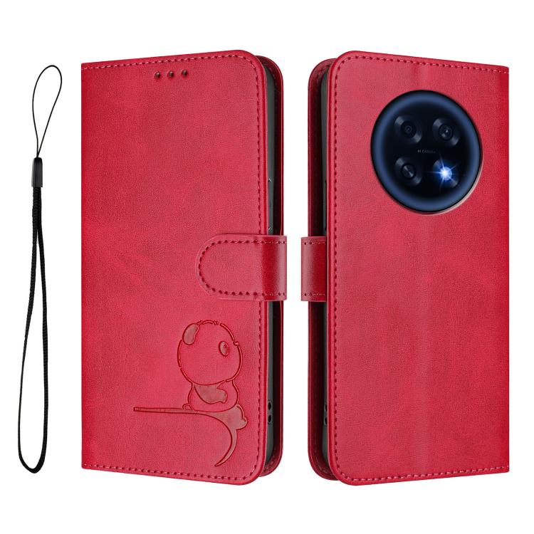 For OPPO A6 GT 5G Litter Panda Embossing RFID Leather Phone Case with Lanyard