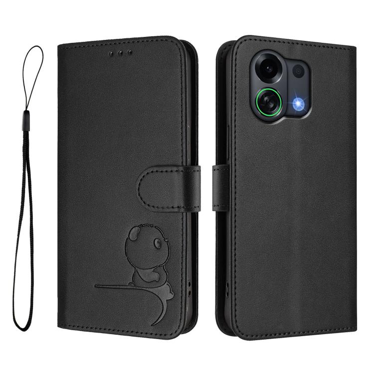 For OPPO K13 Turbo / K13 Turbo Pro 5G Litter Panda Embossing RFID Leather Phone Case with Lanyard