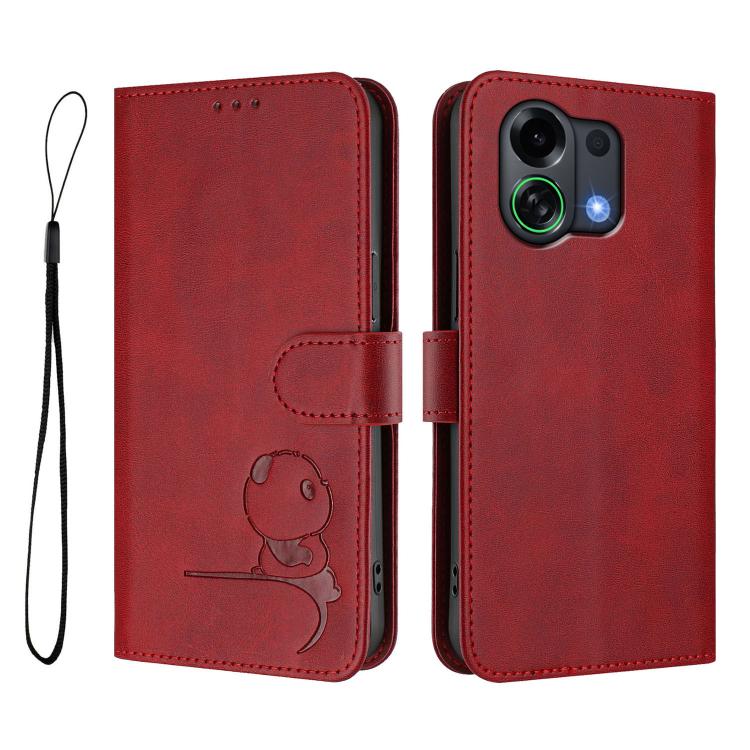 For OPPO K13 Turbo / K13 Turbo Pro 5G Litter Panda Embossing RFID Leather Phone Case with Lanyard