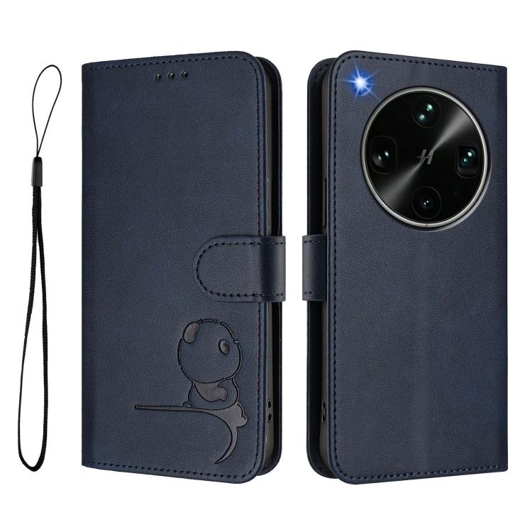 For OPPO Find X9 Ultra Litter Panda Embossing RFID Leather Phone Case with Lanyard