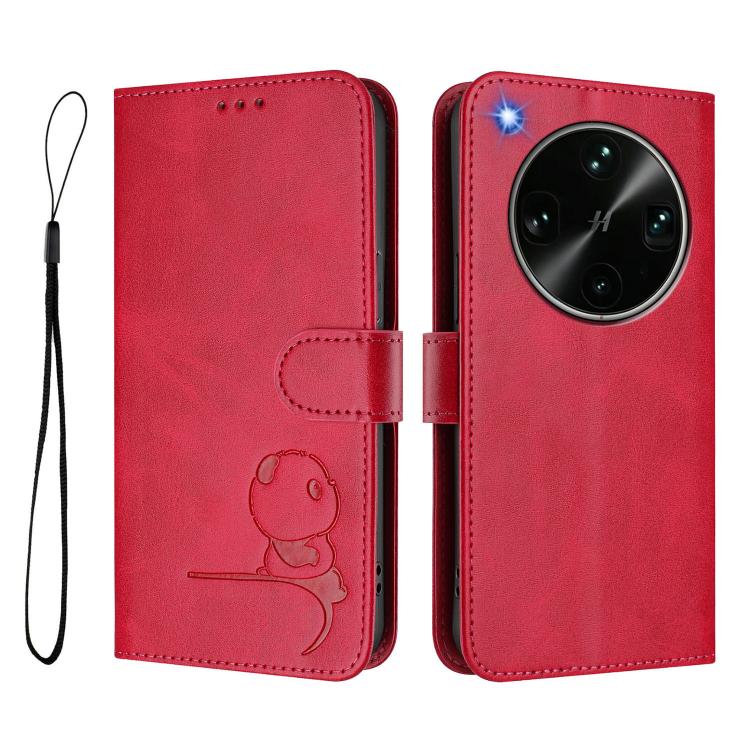 For OPPO Find X9 Ultra Litter Panda Embossing RFID Leather Phone Case with Lanyard