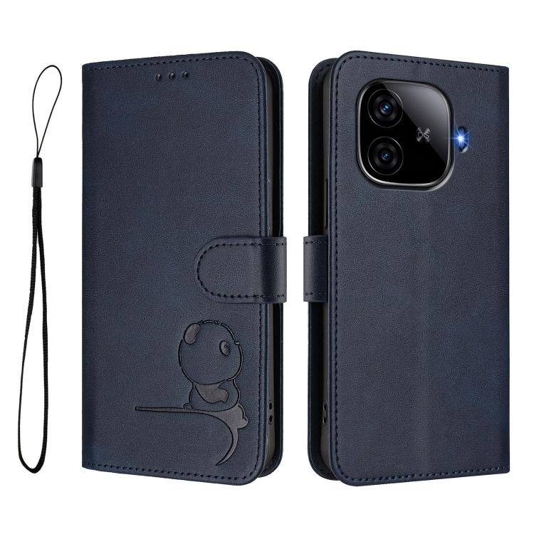 For vivo iQOO Z9 / Z9 Turbo Litter Panda Embossing RFID Leather Phone Case with Lanyard