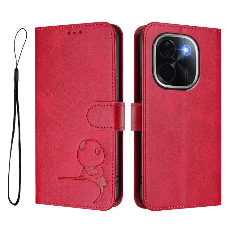 For vivo iQOO Z9s Pro / T3 Pro India Litter Panda Embossing RFID Leather Phone Case with Lanyard