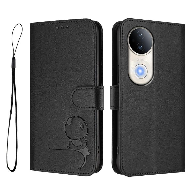 For vivo S20 Litter Panda Embossing RFID Leather Phone Case with Lanyard