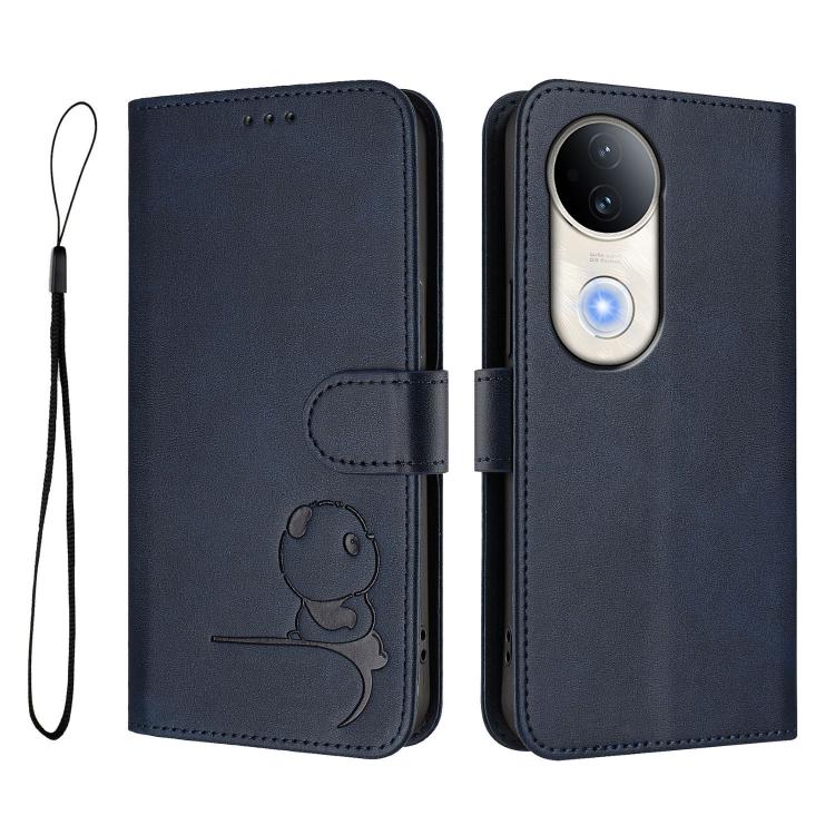 For vivo S20 Litter Panda Embossing RFID Leather Phone Case with Lanyard