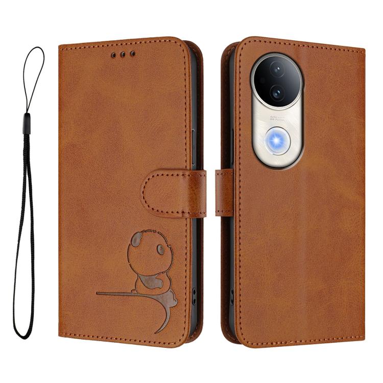 For vivo S20 Litter Panda Embossing RFID Leather Phone Case with Lanyard