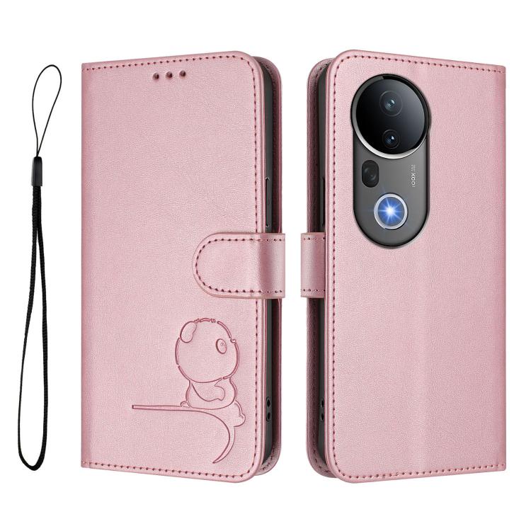 For vivo S20 Pro Litter Panda Embossing RFID Leather Phone Case with Lanyard