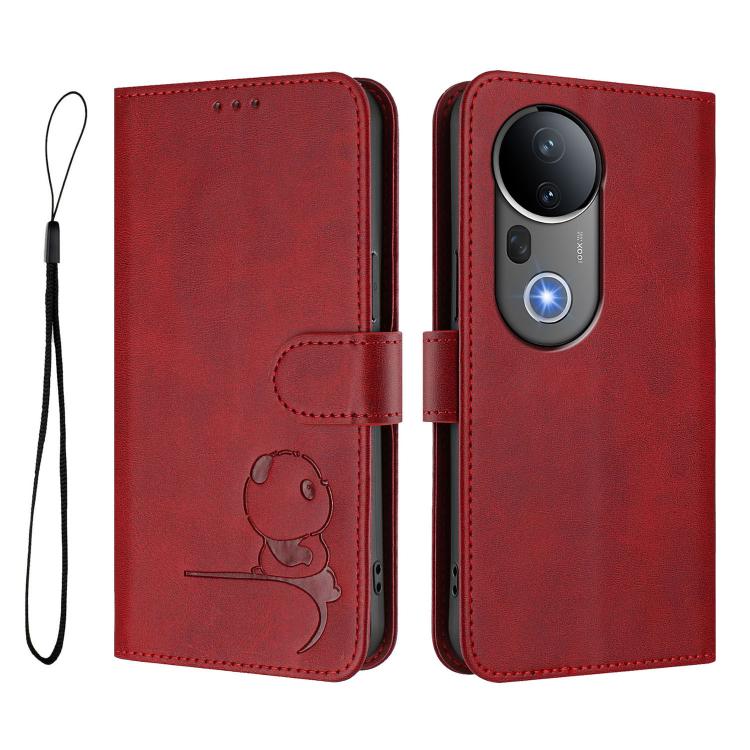 For vivo S20 Pro Litter Panda Embossing RFID Leather Phone Case with Lanyard