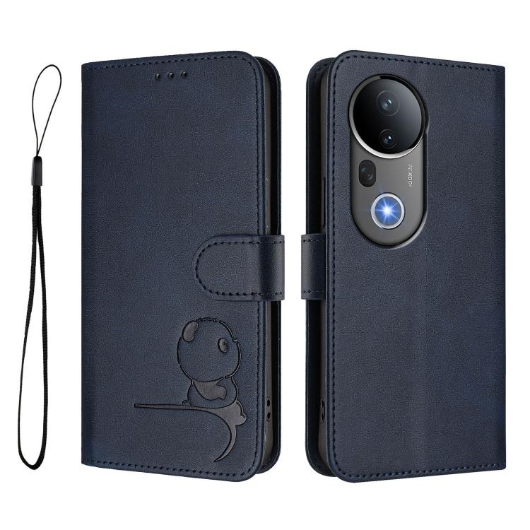 For vivo S20 Pro Litter Panda Embossing RFID Leather Phone Case with Lanyard