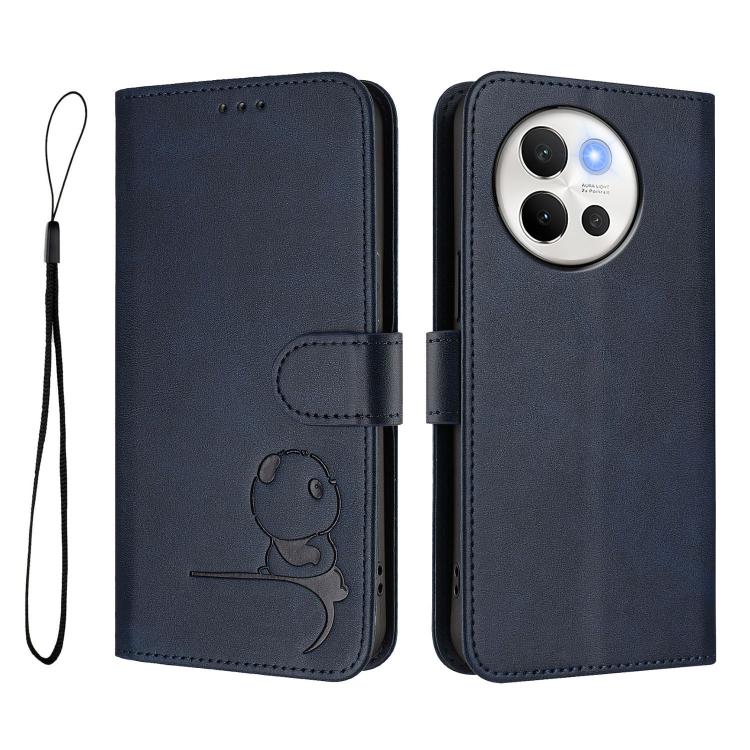 For vivo V40 Lite 5G / V30e 5G Litter Panda Embossing RFID Leather Phone Case with Lanyard