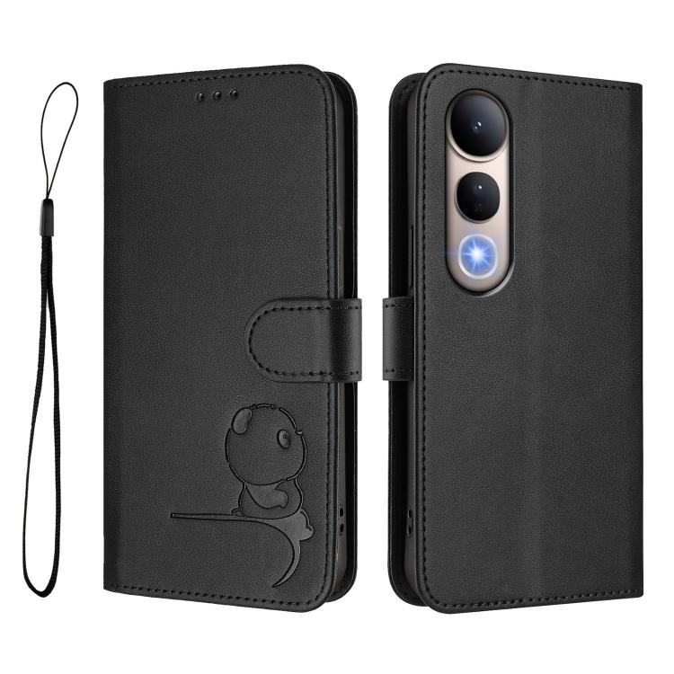 For vivo V50 Lite 5G / 4G Litter Panda Embossing RFID Leather Phone Case with Lanyard