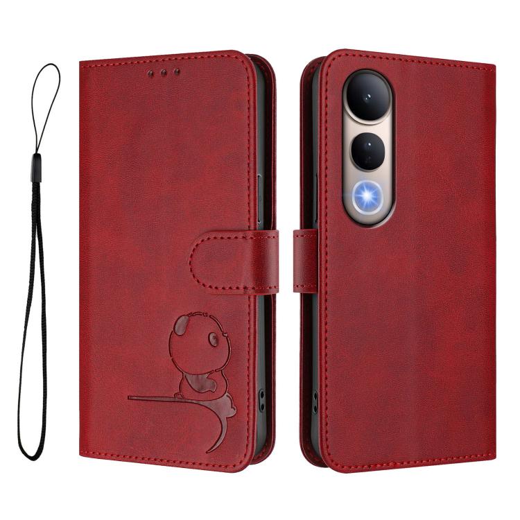 For vivo V50 Lite 5G / 4G Litter Panda Embossing RFID Leather Phone Case with Lanyard