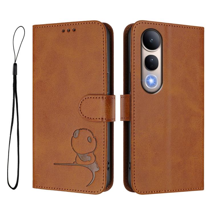 For vivo V50 Lite 5G / 4G Litter Panda Embossing RFID Leather Phone Case with Lanyard