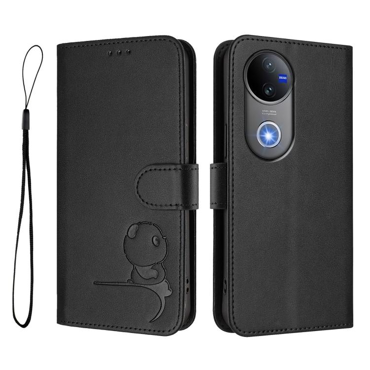 For vivo V50 / V50e Litter Panda Embossing RFID Leather Phone Case with Lanyard