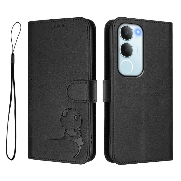 For vivo Y19s 4G / Y29 5G Litter Panda Embossing RFID Leather Phone Case with Lanyard