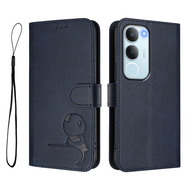 For vivo Y19s 4G / Y29 5G Litter Panda Embossing RFID Leather Phone Case with Lanyard