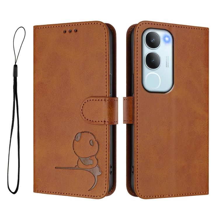 For vivo Y19s 4G / Y29 5G Litter Panda Embossing RFID Leather Phone Case with Lanyard