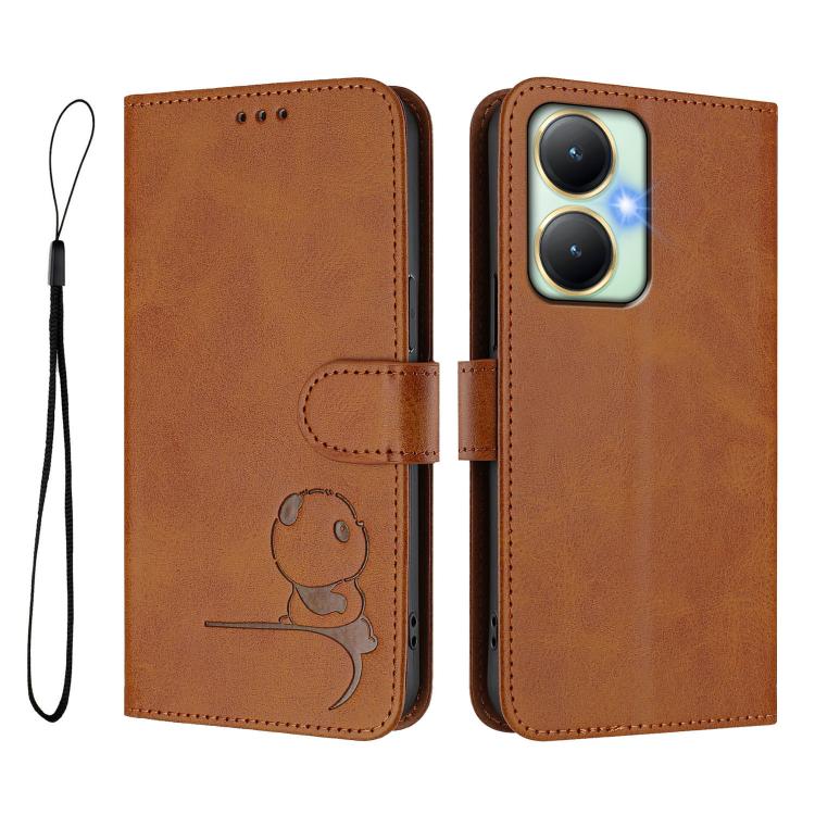 For vivo Y27 4G Litter Panda Embossing RFID Leather Phone Case with Lanyard