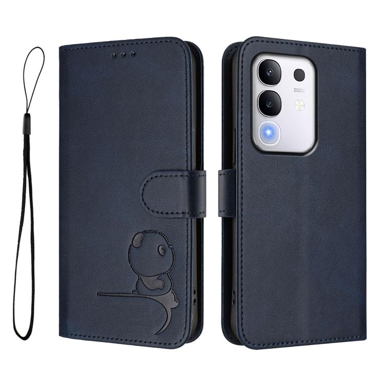 For vivo Y29 4G / T4x / Y300t / iQOO Z10x Litter Panda Embossing RFID Leather Phone Case with Lanyard