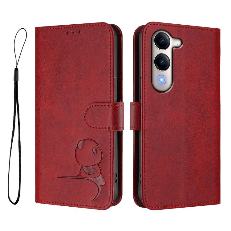 For vivo Y29s 5G / Y04 5G Litter Panda Embossing RFID Leather Phone Case with Lanyard