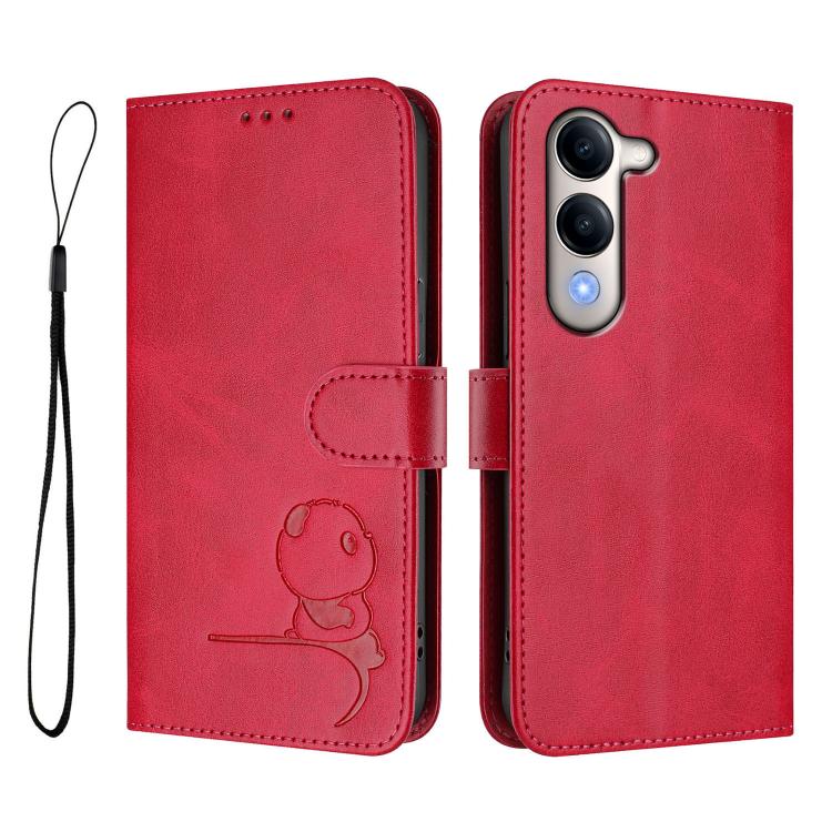 For vivo Y29s 5G / Y04 5G Litter Panda Embossing RFID Leather Phone Case with Lanyard