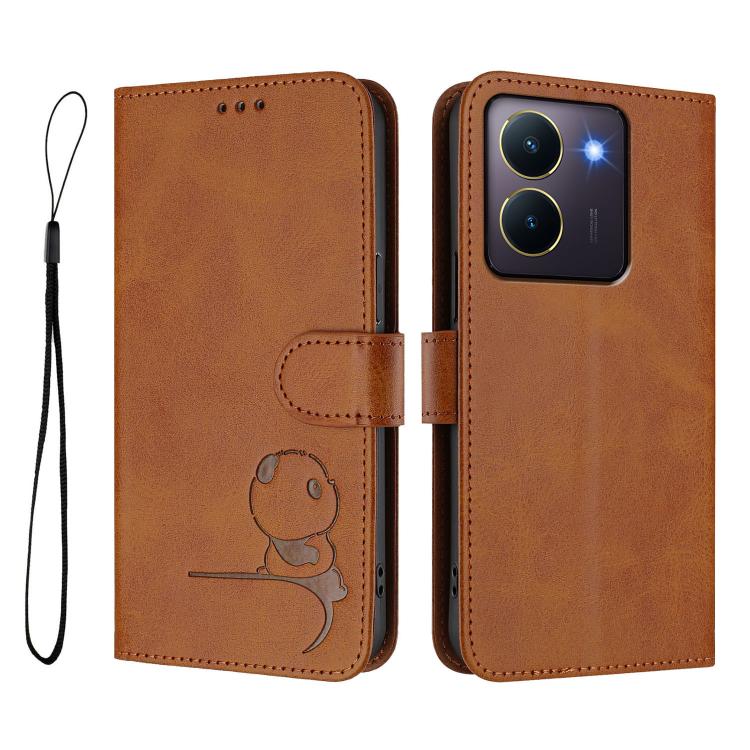 For vivo Y36 5G / 4G / India Litter Panda Embossing RFID Leather Phone Case with Lanyard