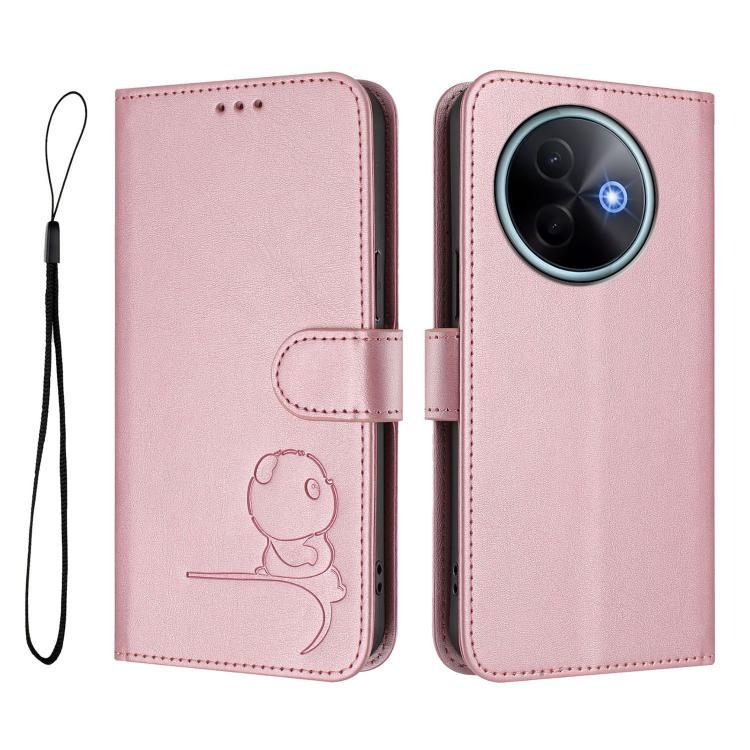 For vivo Y39 5G Litter Panda Embossing RFID Leather Phone Case with Lanyard