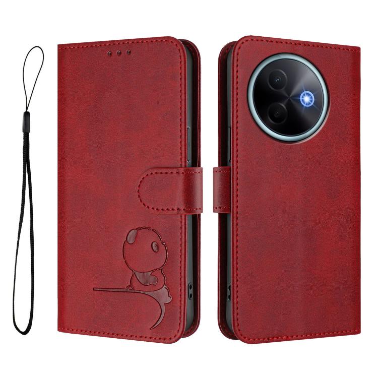 For vivo Y39 5G Litter Panda Embossing RFID Leather Phone Case with Lanyard