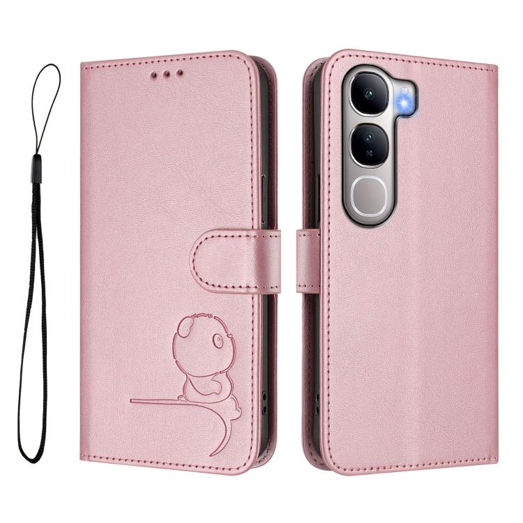 For vivo Y300 / V40 Lite 5G IDN Litter Panda Embossing RFID Leather Phone Case with Lanyard