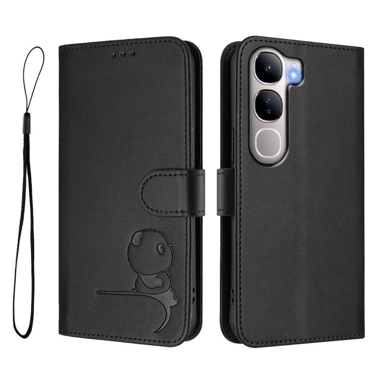 For vivo Y300 / V40 Lite 5G IDN Litter Panda Embossing RFID Leather Phone Case with Lanyard