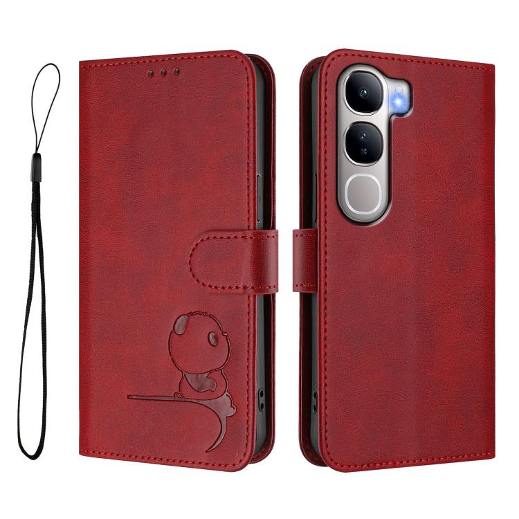 For vivo Y300 / V40 Lite 5G IDN Litter Panda Embossing RFID Leather Phone Case with Lanyard