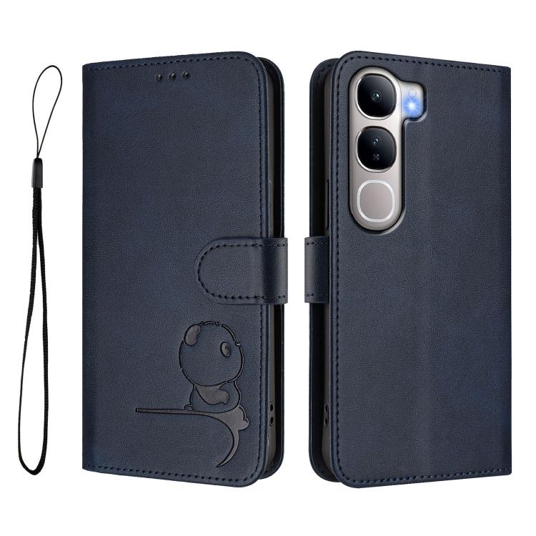 For vivo Y300 / V40 Lite 5G IDN Litter Panda Embossing RFID Leather Phone Case with Lanyard